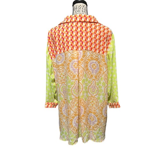 Rose & Olive Button Down Women Sz XL Multicolor Resort Artsy Whimsical - Picture 3 of 7